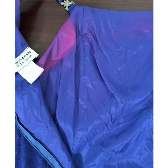 Vintage Y2K Betsy & Adam Formal Dress Women's Sz 10 Blue Sparkle Metallic Maxi - Picture 9 of 16